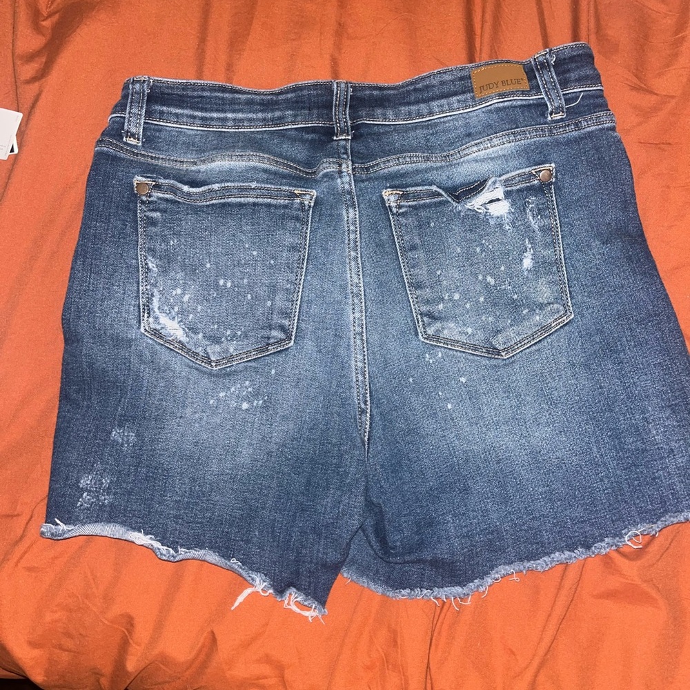 Judy Blue High Waist Blue Distressed Denim Shorts